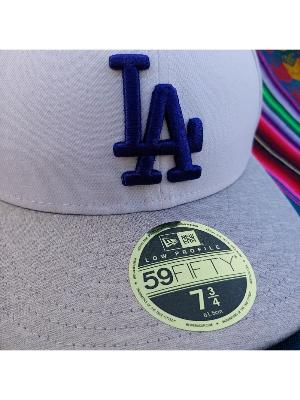 New Era Dodgers 59FIFTY Low Profile 7 3/4 Baseball Cap White Gray and Blue Logo - Picture 6 of 15